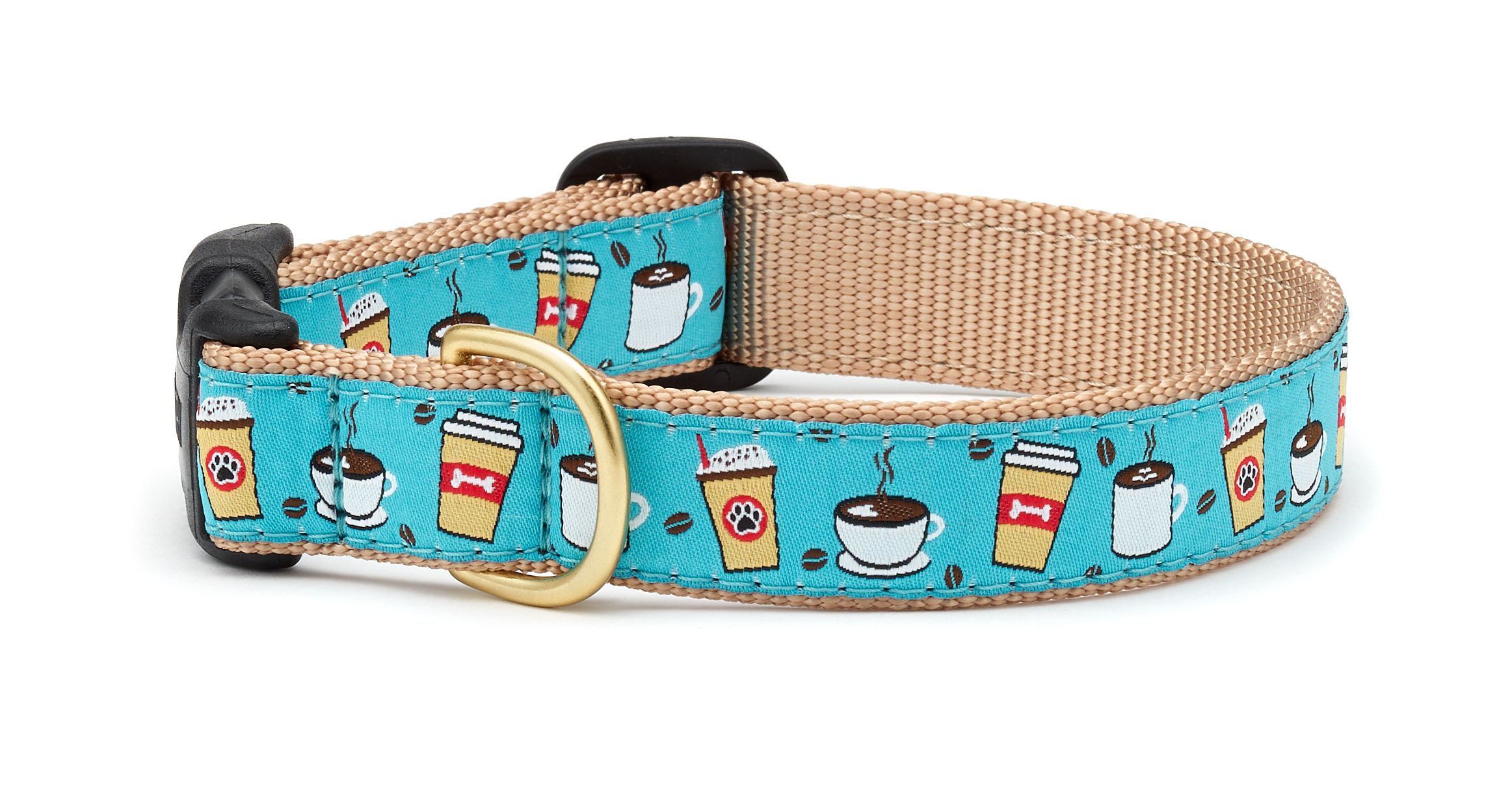 Dog Collars 1" Wide Coffee Nut Clip Buckle Collar